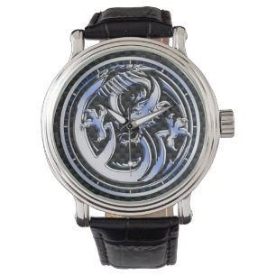 Dial Print im Chrome-Stil Dragon Abzeichen Carbon Armbanduhr