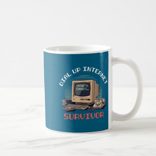 Dial Up Internet Survivor Funny Retro Computer Lov Kaffeetasse (Rechts)