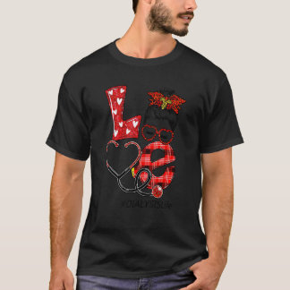 Dialyse-Krankenschwester Kariert Leopard Liebe Her T-Shirt