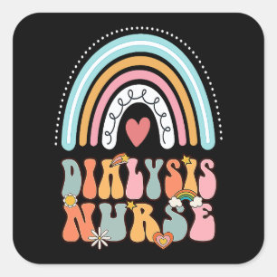 Dialyse-Krankenschwester Nephrologie Pflege Groovy Quadratischer Aufkleber