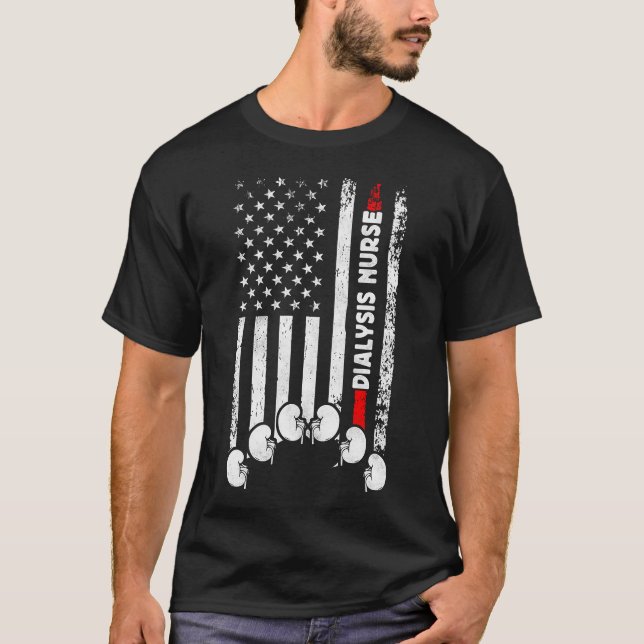 Dialyse Nurse Dialysis Nurve American Flag T-Shirt (Vorderseite)