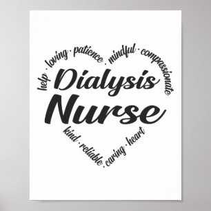 Dialyse Nurse Herz Word Cloud Poster