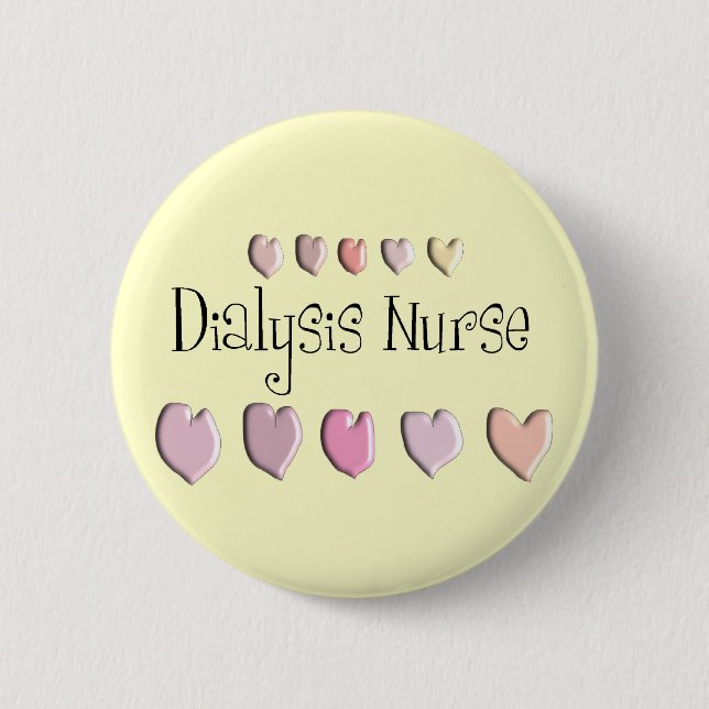 Dialysekrankenschwester-Herz-Entwurfs-Geschenke Button (Vorderseite)