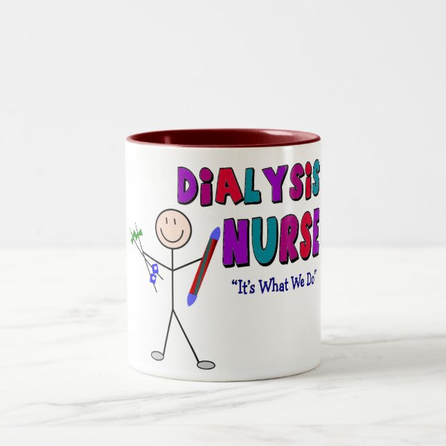 Dialysekrankenschwester-Stock-Personen-Entwurf Zweifarbige Tasse (Mittel)
