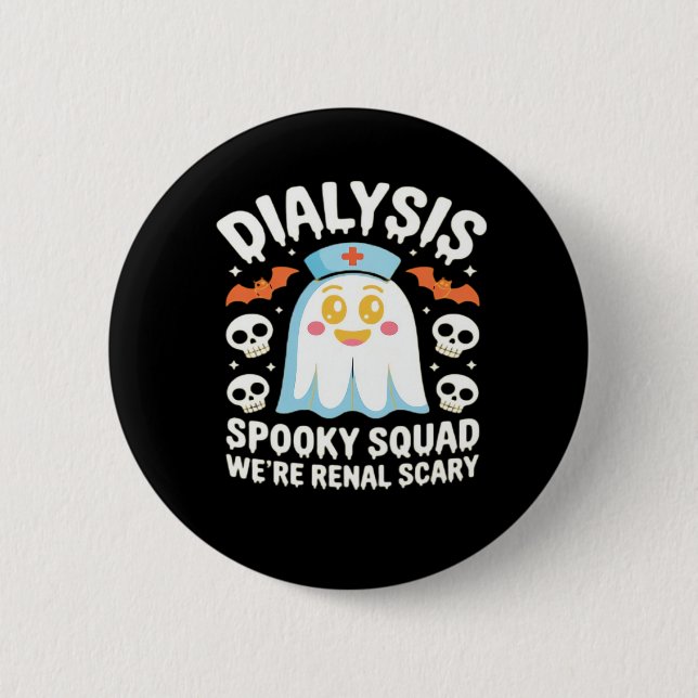 Dialysis Nephrologie Nurse Niedlich Halloween Spoo Button (Vorderseite)