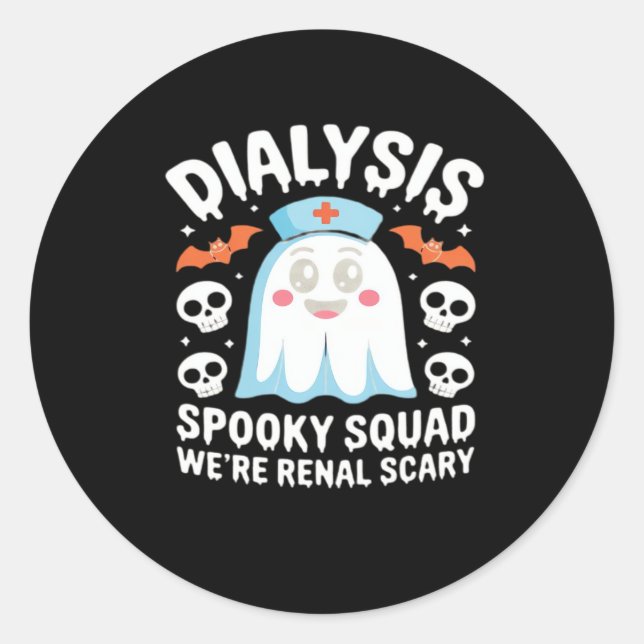Dialysis Nephrologie Nurse Niedlich Halloween Spoo Runder Aufkleber (Vorderseite)