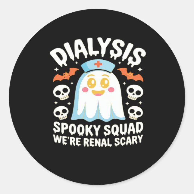Dialysis Nephrologie Nurse Niedlich Halloween Spoo Runder Aufkleber (Vorderseite)