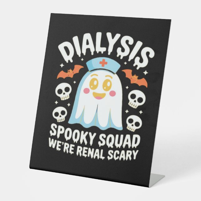 Dialysis Nephrologie Nurse Niedlich Halloween Spoo Sockelschild (Vorderseite)