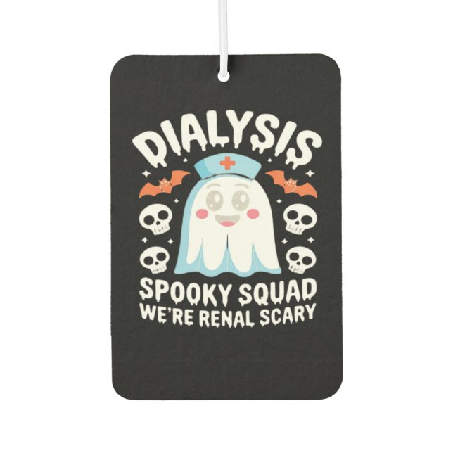 Dialysis Nephrology Nurse Cute Halloween Spooky Es Autolufterfrischer (Vorderseite)