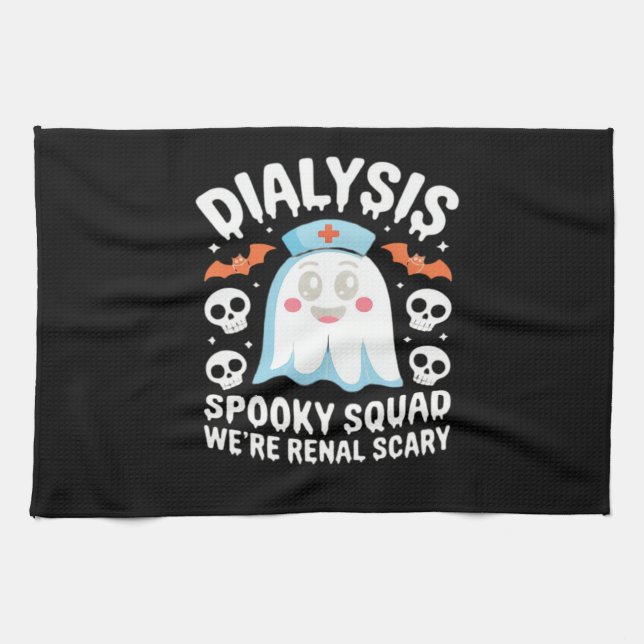 Dialysis Nephrology Nurse Cute Halloween Spooky Es Geschirrtuch (Horizontal)