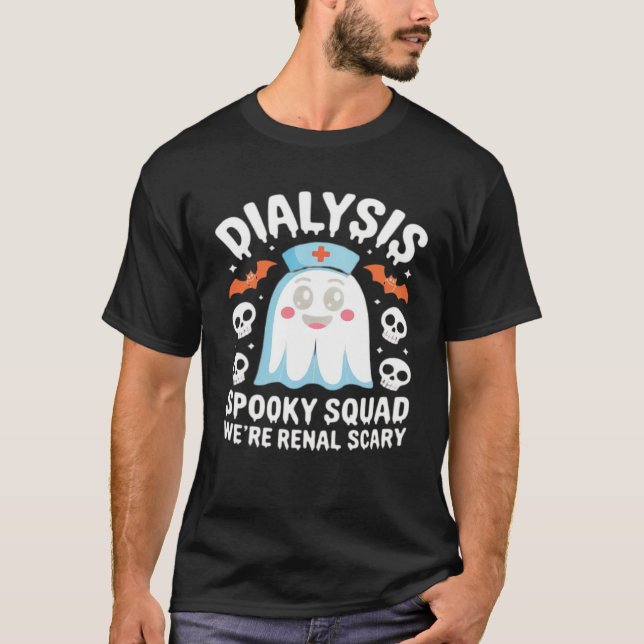 Dialysis Nephrology Nurse Cute Halloween Spooky Es T-Shirt (Vorderseite)