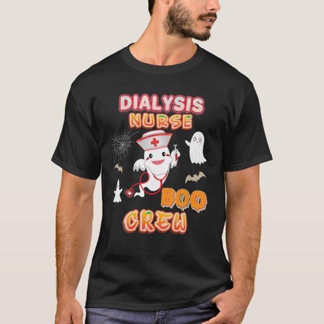 Dialysis Nurse Boo Crew Halloween Ghost Hexenpumpe T-Shirt (Vorderseite)