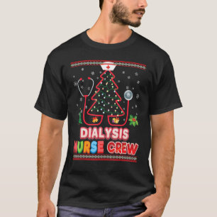 Dialysis Nurse Crew Weihnachtsbaum Stethoscope Swe T-Shirt