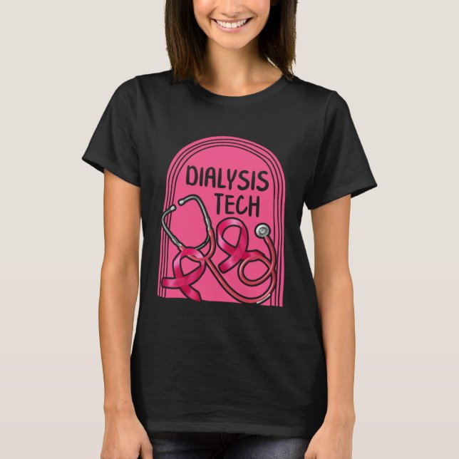 Dialysis Nurse Dialysis Tech Pink Stethoscope Tee  (Vorderseite)