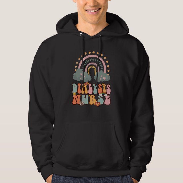 Dialysis Nurse Nephrology Nursing Groovy Retro Rai Hoodie (Vorderseite)