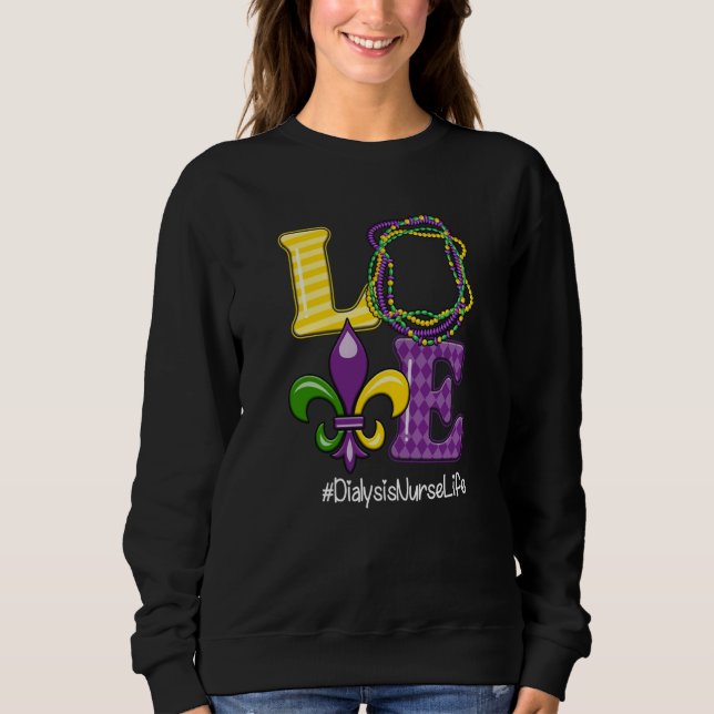 Dialysis Nurse Nurse Mardi Gras Leopard Festival P Sweatshirt (Vorderseite)