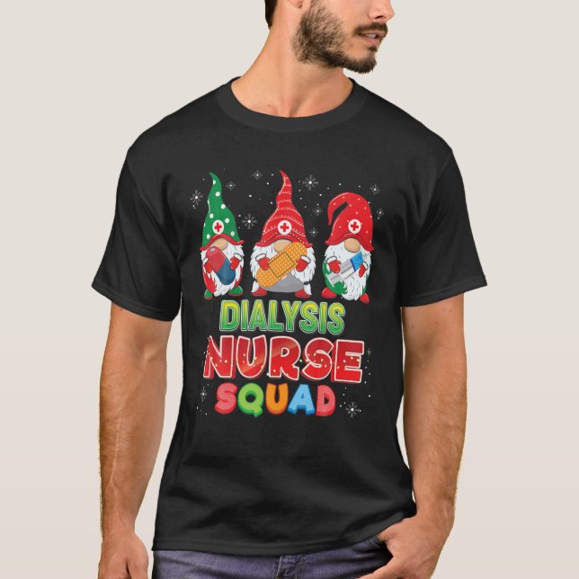Dialysis Nurse Squad Christmas Gnomes Ugly Sweater T-Shirt (Vorderseite)