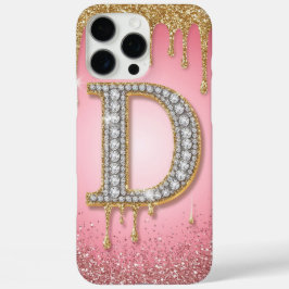 Diamant Anfangsbuchstabe D Gold Rosa Geschenk für iPhone 16 Pro Max Hülle