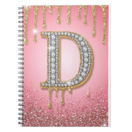 Diamant Anfangsbuchstabe D Gold Rosa Geschenk für Notizblock