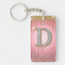 Diamant Anfangsbuchstabe D Gold Rosa Geschenk für Schlüsselanhänger