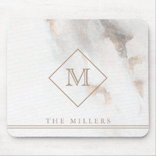 Diamant-Anfangsmonogramm, Personalisierter grauer  Mousepad