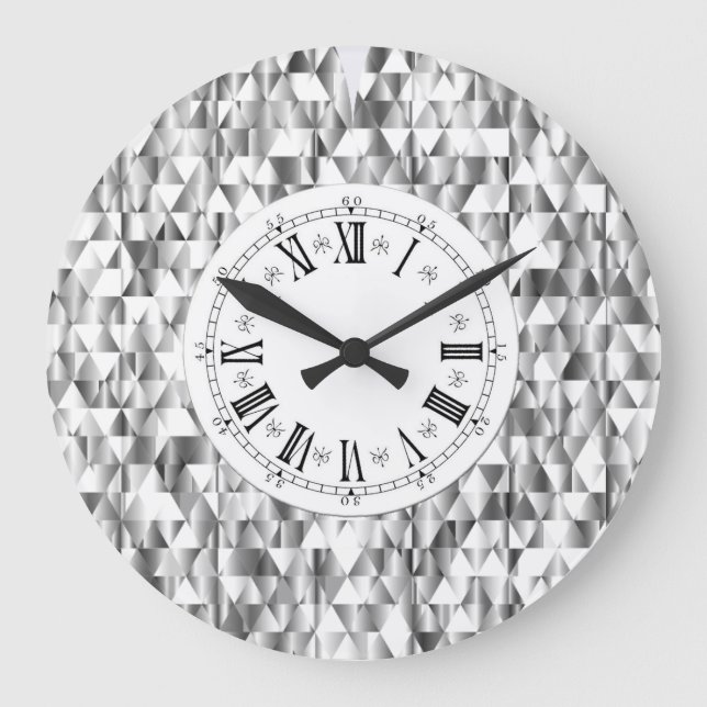 Diamant aussehen Imitate silber glänzen römische Z Große Wanduhr (Vorderseite)