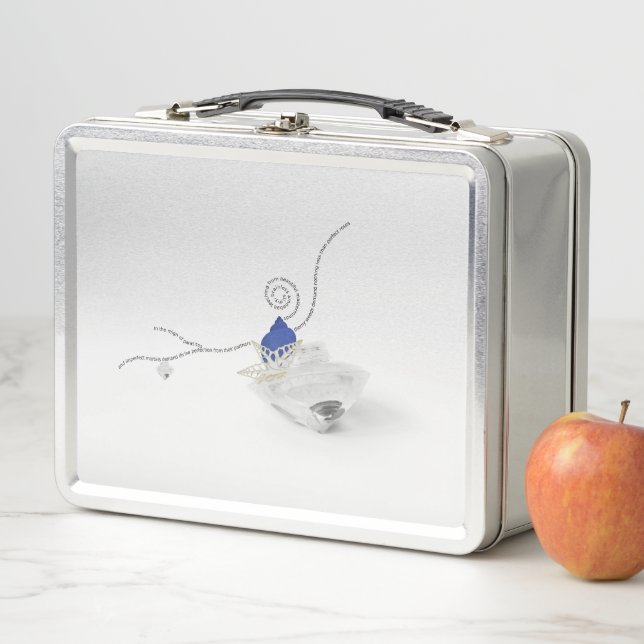 Diamant-blaue Muschelgedicht "Küstenkunst" Metall Brotdose (Beispiel)