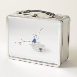 Diamant-blaue Muschelgedicht "Küstenkunst" Metall Brotdose