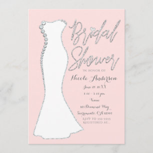 Diamant-Bling-Brautkleid Rosa Brautparty Einladung