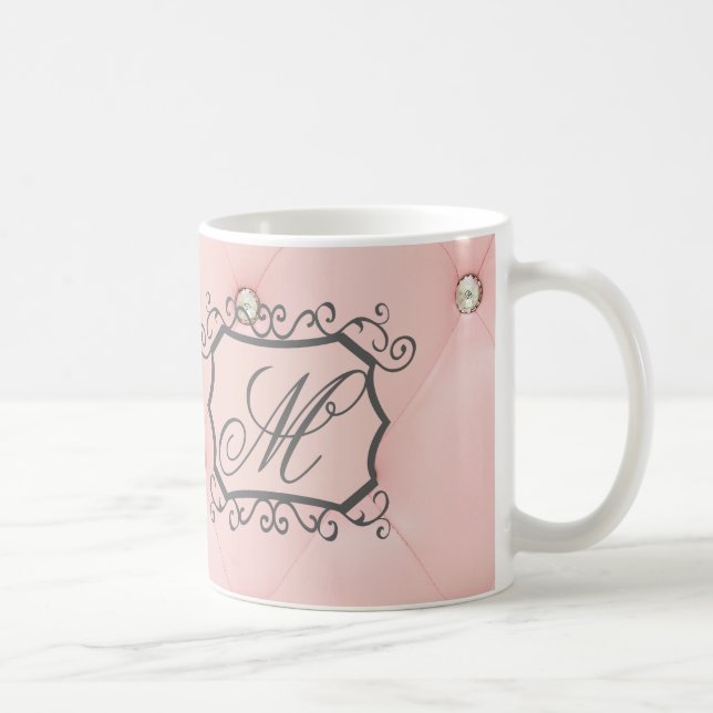 Diamant Bling Pink Tuflische Leder Kaffee-Cup Tass Kaffeetasse (Rechts)