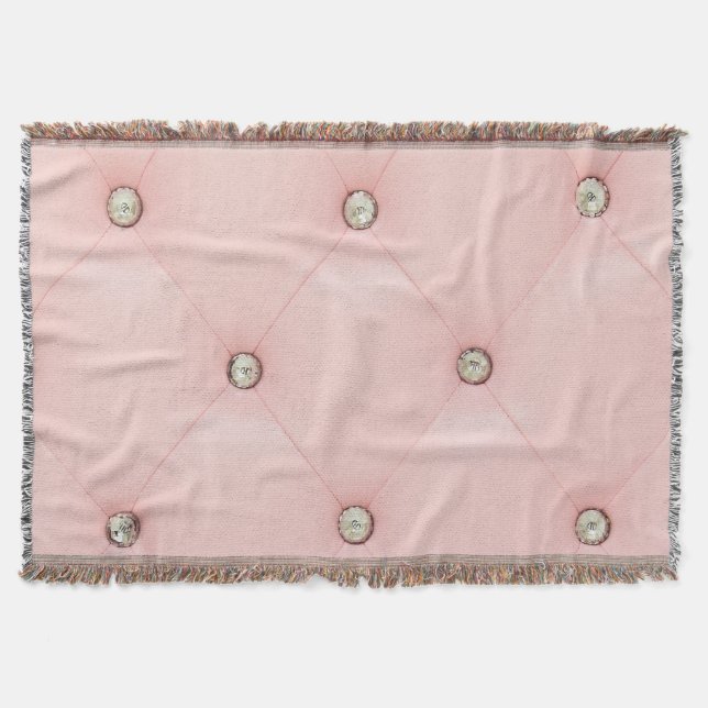 Diamant Bling Pink Tufted Lederwirbel Blanket Decke (Vorderseite)