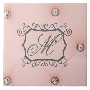 Diamant Bling Pink Tufted Monogram Display Tile Fliese
