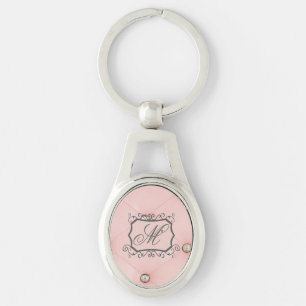Diamant Bling Pink Tufted Monogram Key Chain Schlüsselanhänger