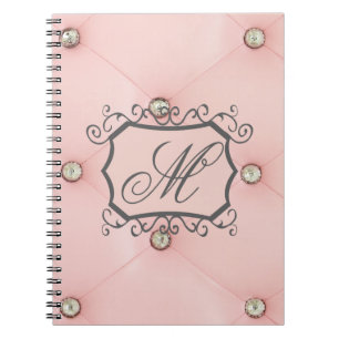 Diamant Bling Pink Tufted Monogram Note Book Notizblock