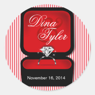 Diamant Bling Ring Box rot Runder Aufkleber