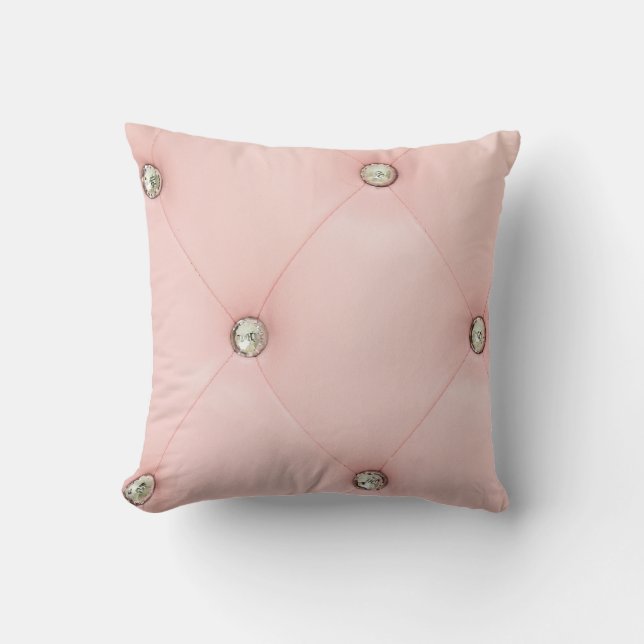 Diamant Bling rosa Monogramm-Wurfs-Couch-Kissen Kissen (Vorderseite)