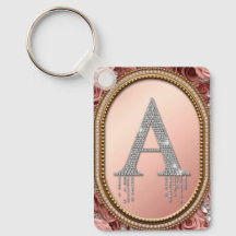 Diamant-Buchstabe A-Monogramm in goldenem Rahmen m