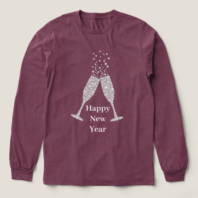 Diamant Champagnergläser Neujahr Tri-Blend Shirt (Design Vorderseite)