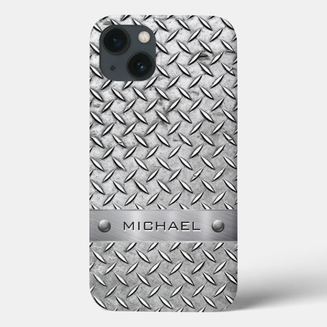 Diamant Cut Pattern Metallplatte Case-Mate iPhone Hülle (Rückseite)