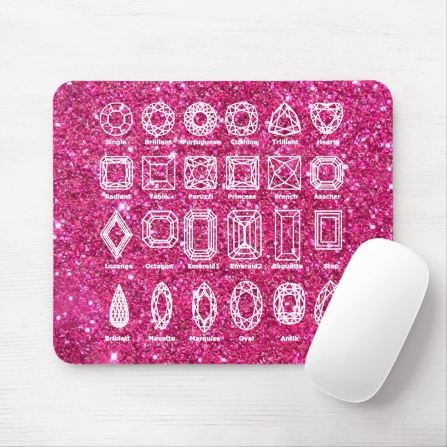 Diamant Cuts_Glitzer_pink Maus Pad Mousepad (Mit Mouse)