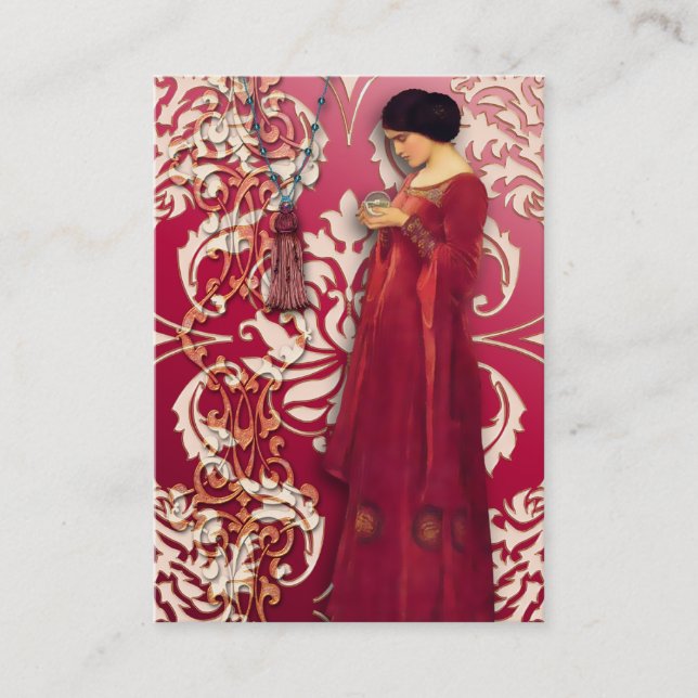 Diamant-Damask, FASCINATION in Rot & Pink Visitenkarte (Vorderseite)