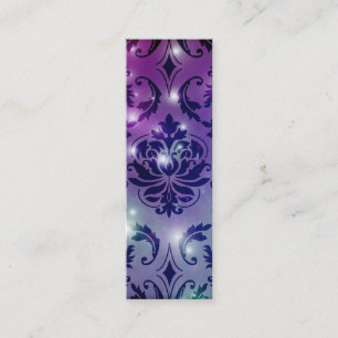 Diamant-Damast, FEENHAFTE LICHTER in der Pflaume Mini Visitenkarte