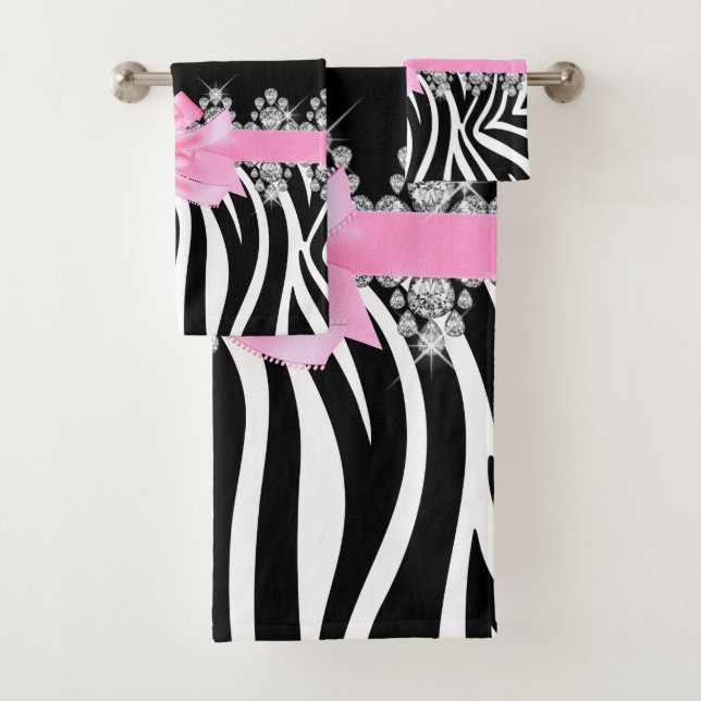 Diamant Delilah Zebra (Rosa) Badhandtuch Set (Insitu)
