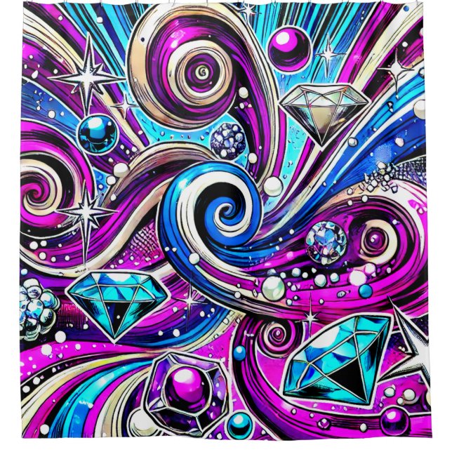 Diamant Design Duschvorhang (Vorderseite)