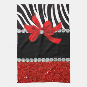 Diamant-Diva (roter Glitter) Küchentuch