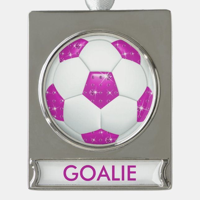 Diamant-Edelstein-Fußball TORMANN Verzierung Banner-Ornament Silber (Vorderseite)
