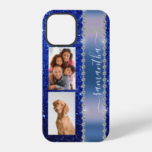 Diamant-Foto-Glitter-Kalligrafie-Name Navyblau iPhone 12 Pro Hülle