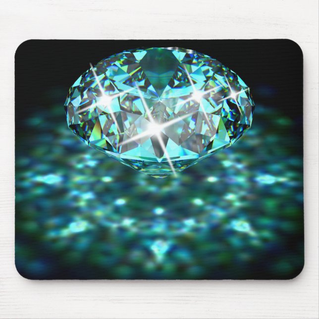 Diamant funkelnd Edelstein aquamarin schwarz Mousepad (Vorne)