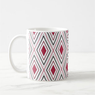 Diamant-Geometrie rot schwarz und weiß Kaffeetasse