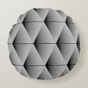 Diamant Geometrie: Vintages Monochrome Rundes Kissen